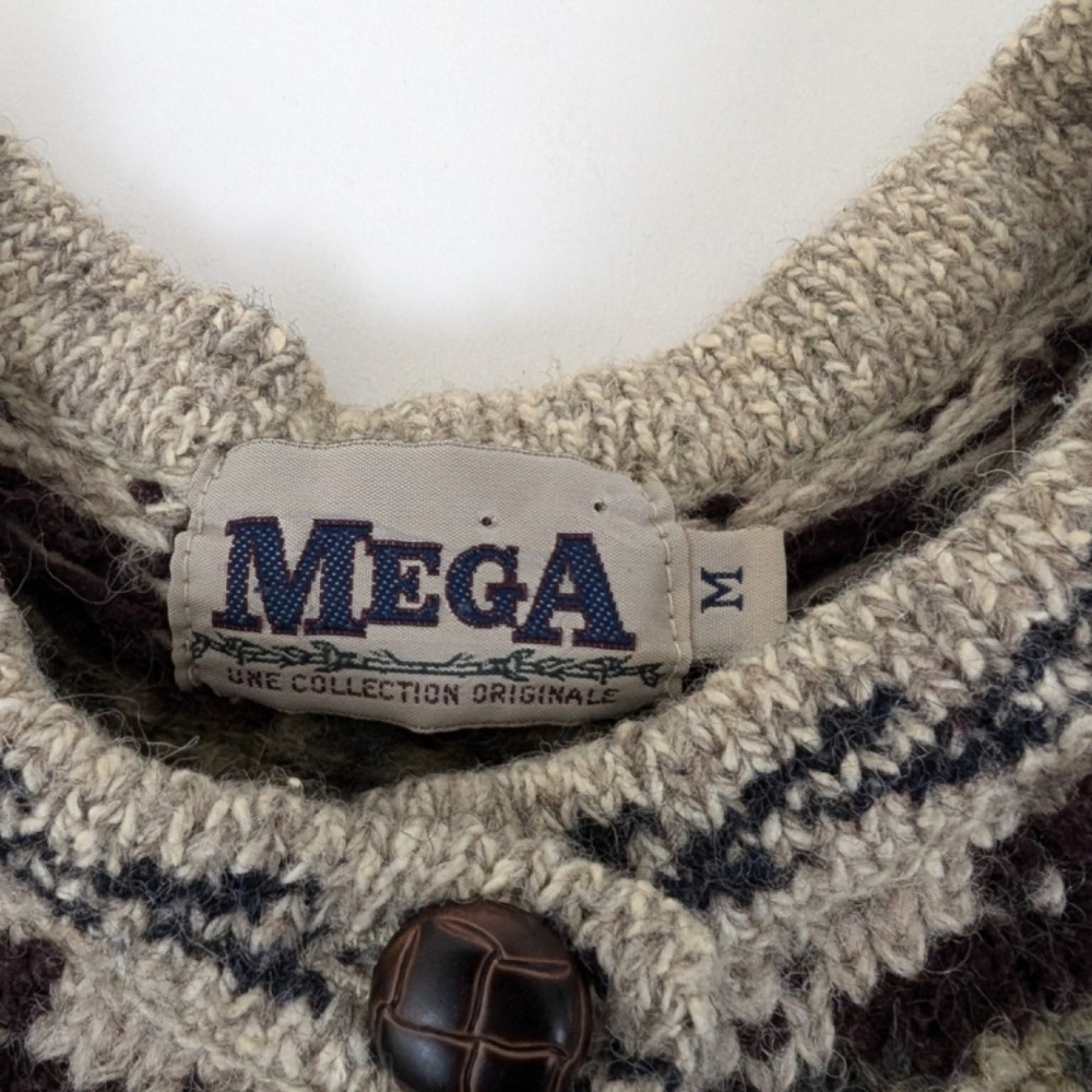 Vintage Knit Fair Isle Cardigan Norwegian Icelandic Button Down Cozy Comfy - Picture 4 of 10